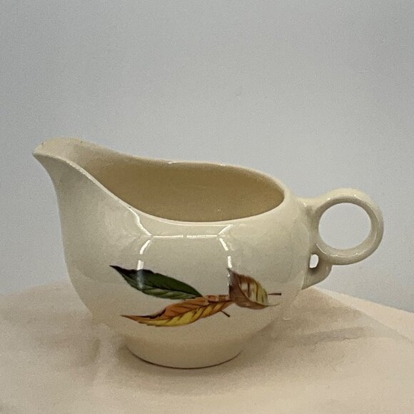 Vintage Cream Pitcher Autumn Leaf Design Ceramic - Picture 1 of 6
